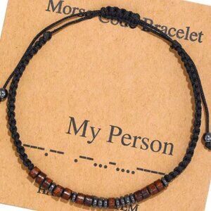 "MY PERSON" Morse Code Bracelets w/Adjustable String Inspirational Messages